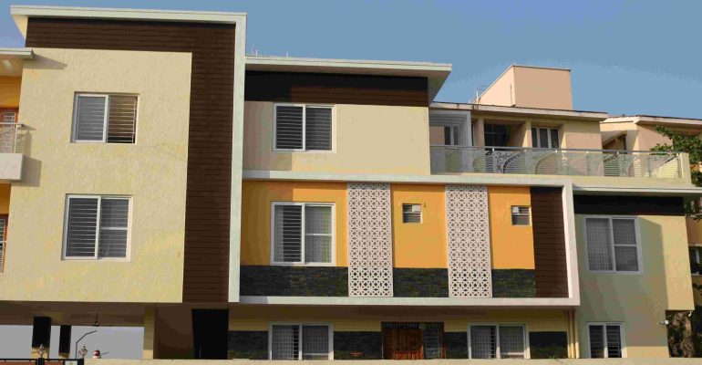 Modern home exterior with sleek WPC finishes and contemporary design elements