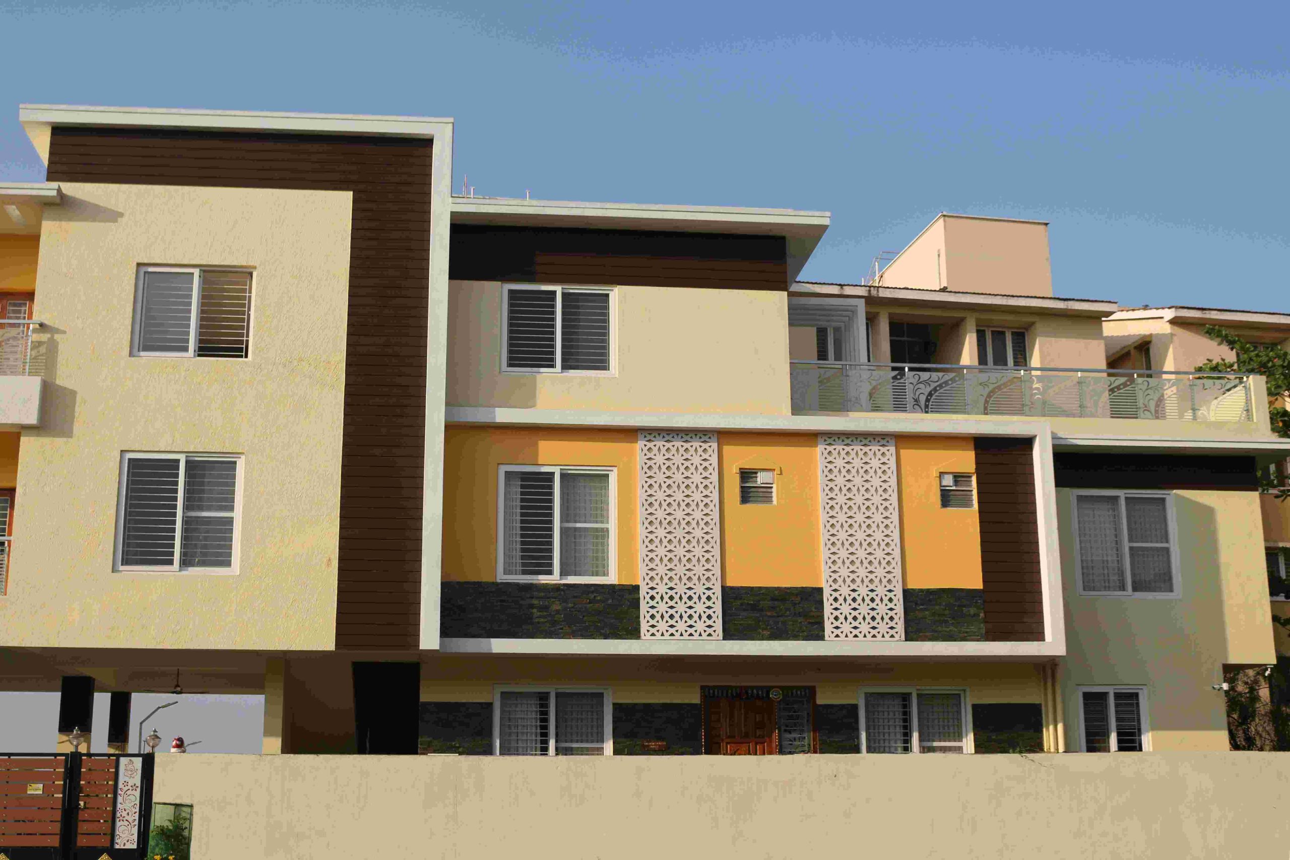 Modern home exterior with sleek WPC finishes and contemporary design elements